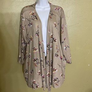 Tan Flowered Cardigan
